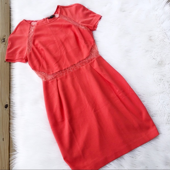 Topshop Dresses & Skirts - TopShop Coral Mini Short Sleeve High Waist Dress